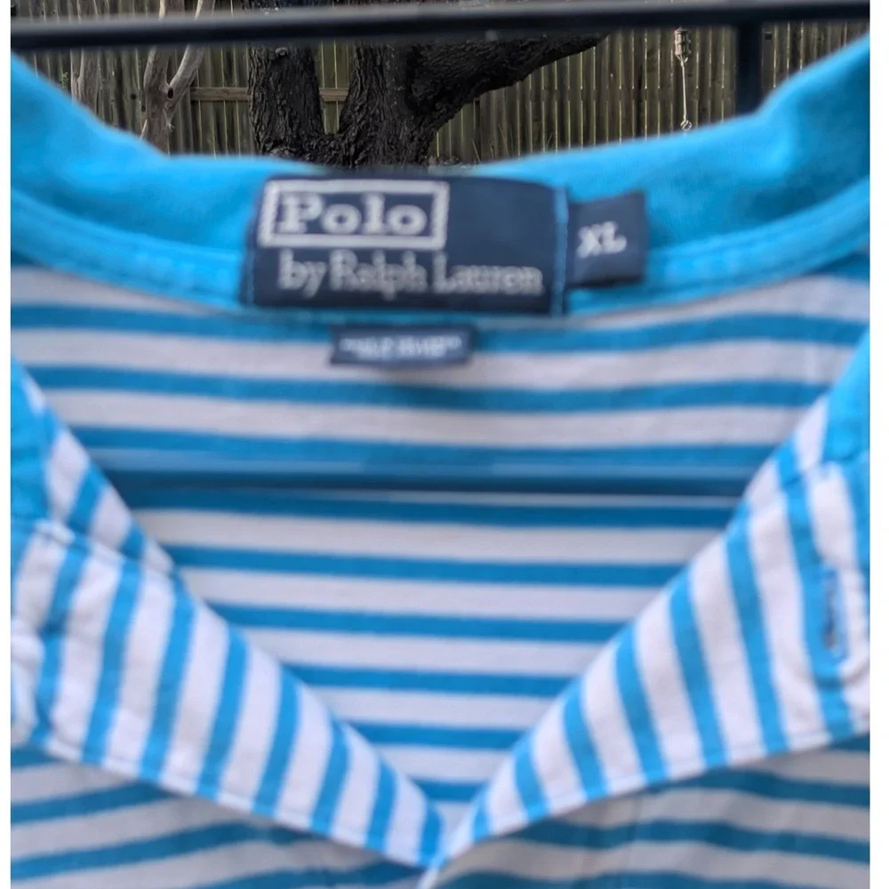 Polo Ralph Lauren Mens Striped Polo Shirt Blue White Pink Pony Logo XL